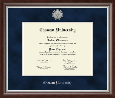 Chowan University diploma frame - Silver Engraved Medallion Diploma Frame in Devonshire