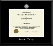 Kenyon College Silver Engraved Medallion Diploma Frame in Onyx Silver
