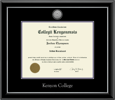 Kenyon College diploma frame - Silver Engraved Medallion Diploma Frame in Onyx Silver
