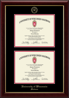 University of Wisconsin Madison diploma frame - Gold Embossed Double Diploma Frame in Gallery