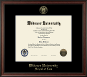 Widener University School of Law Gold Embossed Diploma Frame in Studio