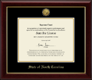 State of North Carolina Gold Engraved Medallion Certificate Frame in Gallery