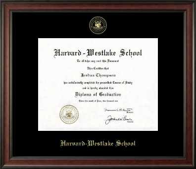 Harvard-Westlake School diploma frame - Gold Embossed Diploma Frame in Studio