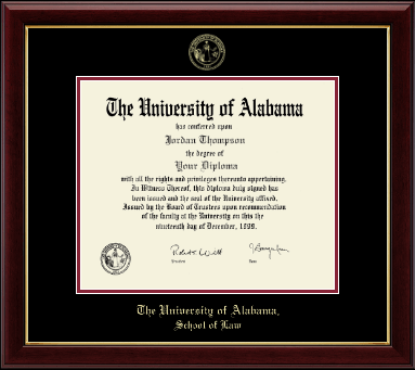 The University of Alabama Tuscaloosa diploma frame - Gold Embossed Diploma Frame in Gallery