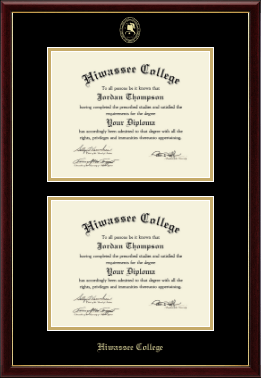 Hiwassee College diploma frame - Gold Embossed Double Diploma in Galleria