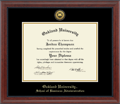 Oakland University diploma frame - Gold Engraved Medallion Diploma Frame in Signature