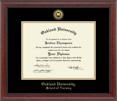 Oakland University diploma frame - Gold Engraved Medallion Diploma Frame in Signature