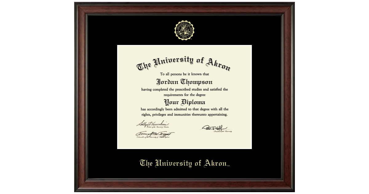Gold Embossed Diploma Frame in Studio The University of Akron Item
