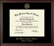 The University of Akron Gold Embossed Diploma Frame in Studio