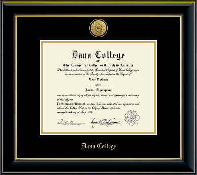 Dana College diploma frame - Gold Engraved Medallion Diploma Frame in Onyx Gold