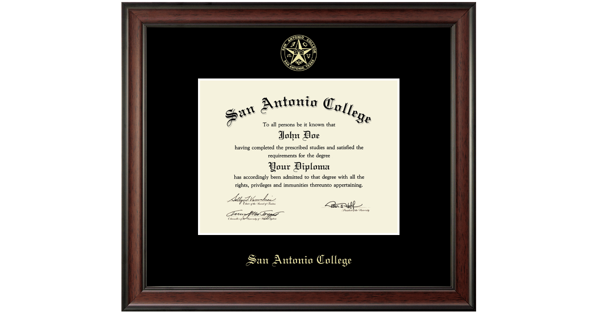 Gold Embossed Diploma Frame in Studio San Antonio College Item 210651