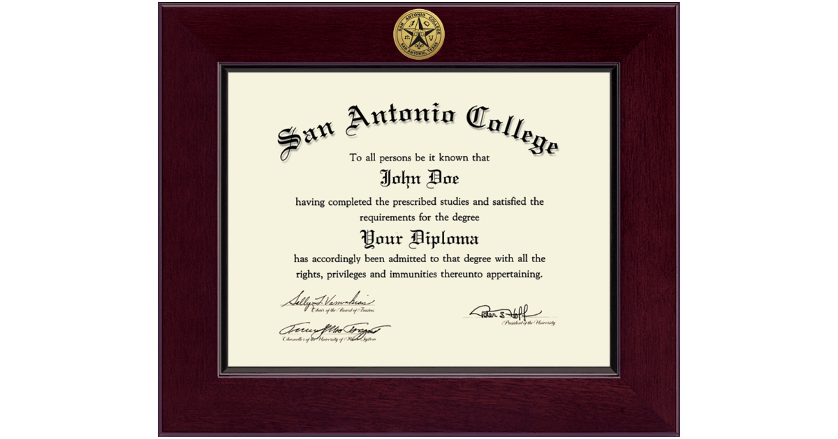 Century Gold Engraved Diploma Frame in Cordova San Antonio College