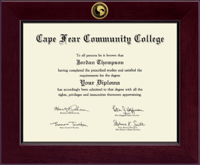 Cape Fear Community College diploma frame - Century Gold Engraved Diploma Frame in Cordova
