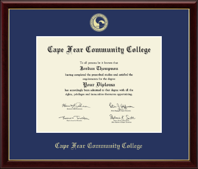 Cape Fear Community College diploma frame - Gold Embossed Diploma Frame in Galleria