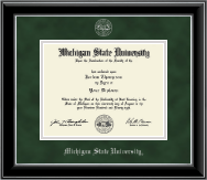 Michigan State University Silver Embossed Diploma Frame in Onyx Silver