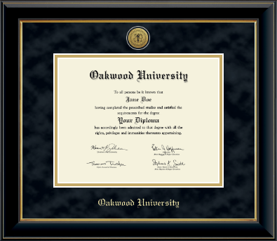 Oakwood University diploma frame - Gold Engraved Medallion Diploma Frame in Onyx Gold