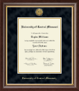 University of Central Missouri Gold Engraved Medallion Diploma Frame in Hampshire