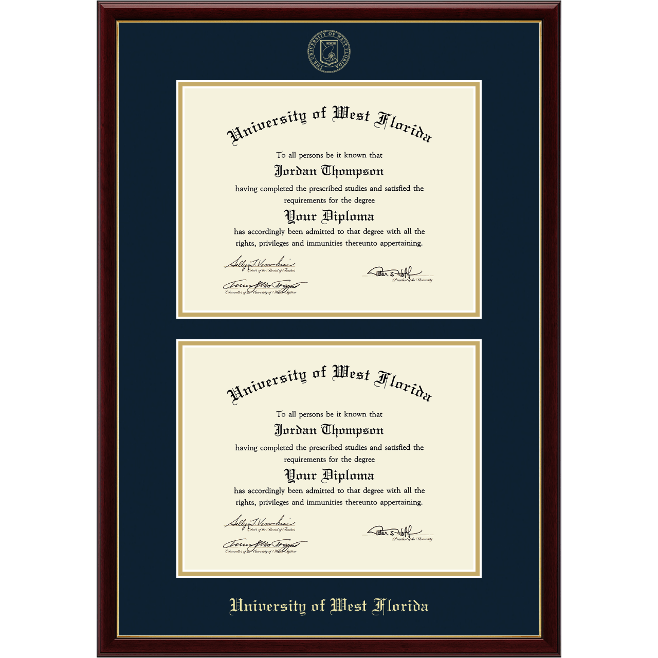 Double Diploma Frame in Galleria University of West Florida Item 211566