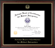 National Board of Certification for Medical Interpreters Gold Embossed Certificate Frame in Studio Gold