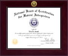 National Board of Certification for Medical Interpreters Century Gold Engraved Certificate Frame in Cordova