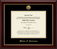State of Arizona Gold Engraved Medallion Certificate Frame in Gallery