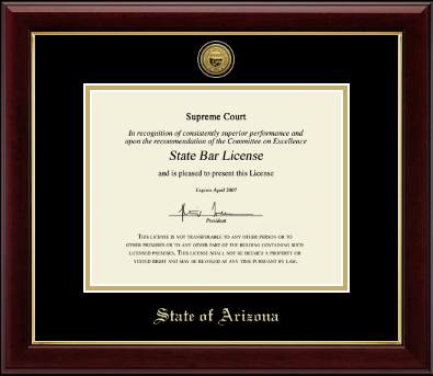 State of Arizona certificate frame - Gold Engraved Medallion Certificate Frame in Gallery