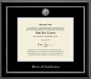 State of California certificate frame - Silver Engraved Medallion Certificate Frame in Onyx Silver