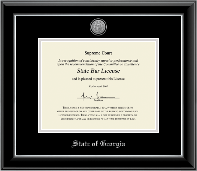 State of Georgia certificate frame - Silver Engraved Medallion Certificate Frame in Onyx Silver