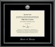 State of Idaho Silver Engraved Medallion Certificate Frame in Onyx Silver
