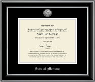 State of Montana Silver Engraved Medallion Certificate Frame in Onyx Silver