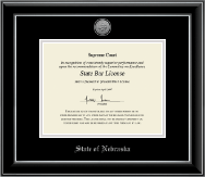 State of Nebraska Silver Engraved Medallion Certificate Frame in Onyx Silver