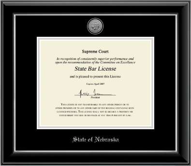 State of Nebraska certificate frame - Silver Engraved Medallion Certificate Frame in Onyx Silver
