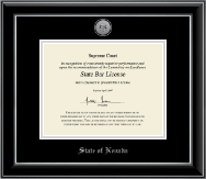State of Nevada Silver Engraved Medallion Certificate Frame in Onyx Silver