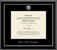State of New Hampshire certificate frame - Silver Engraved Medallion Certificate Frame in Onyx Silver
