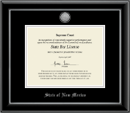 State of New Mexico certificate frame - Silver Engraved Medallion Certificate Frame in Onyx Silver