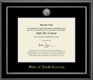 State of North Carolina Silver Engraved Medallion Certificate Frame in Onyx Silver