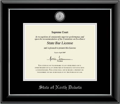 State of North Dakota certificate frame - Silver Engraved Medallion Certificate Frame in Onyx Silver