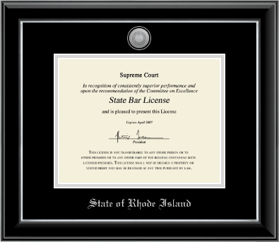 State of Rhode Island certificate frame - Silver Engraved Medallion Certificate Frame in Onyx Silver