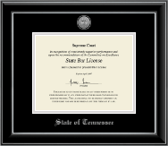 State of Tennessee Silver Engraved Medallion Certificate Frame in Onyx Silver