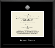 State of Vermont Silver Engraved Medallion Certificate Frame in Onyx Silver