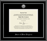 State of West Virginia Silver Engraved Medallion Certificate Frame in Onyx Silver