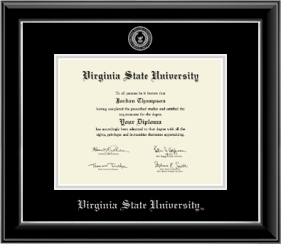 Virginia State University diploma frame - Silver Embossed Diploma Frame in Onyx Silver