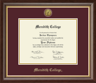Meredith College Gold Engraved Diploma Frame in Hampshire