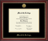 Meredith College Gold Engraved Diploma Frame in Kensington Gold