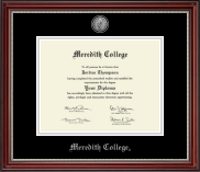 Meredith College Silver Engraved Diploma Frame in Kensington Silver