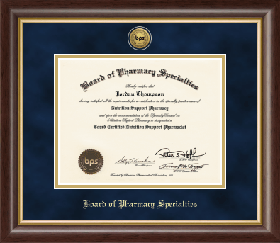 Board of Pharmacy Specialties certificate frame - Gold Engraved Medallion Certificate Frame in Hampshire