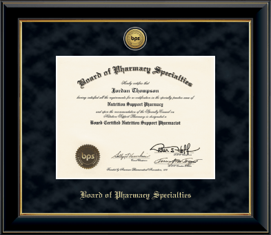 Board of Pharmacy Specialties certificate frame - Gold Engraved Medallion Certificate Frame in Onyx Gold