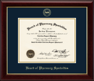 Board of Pharmacy Specialties Gold Embossed Certificate Frame in Gallery