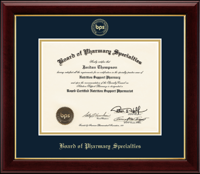 Board of Pharmacy Specialties certificate frame - Gold Embossed Certificate Frame in Gallery