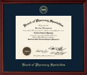 Board of Pharmacy Specialties certificate frame - Gold Embossed Certificate Frame in Camby